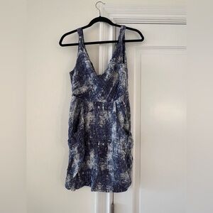 Blue and White Sleeveless Dress